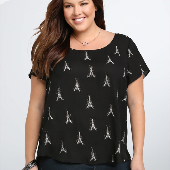 torrid Tops - EUC Torrid Novelty Black Eiffel Tower Blouse